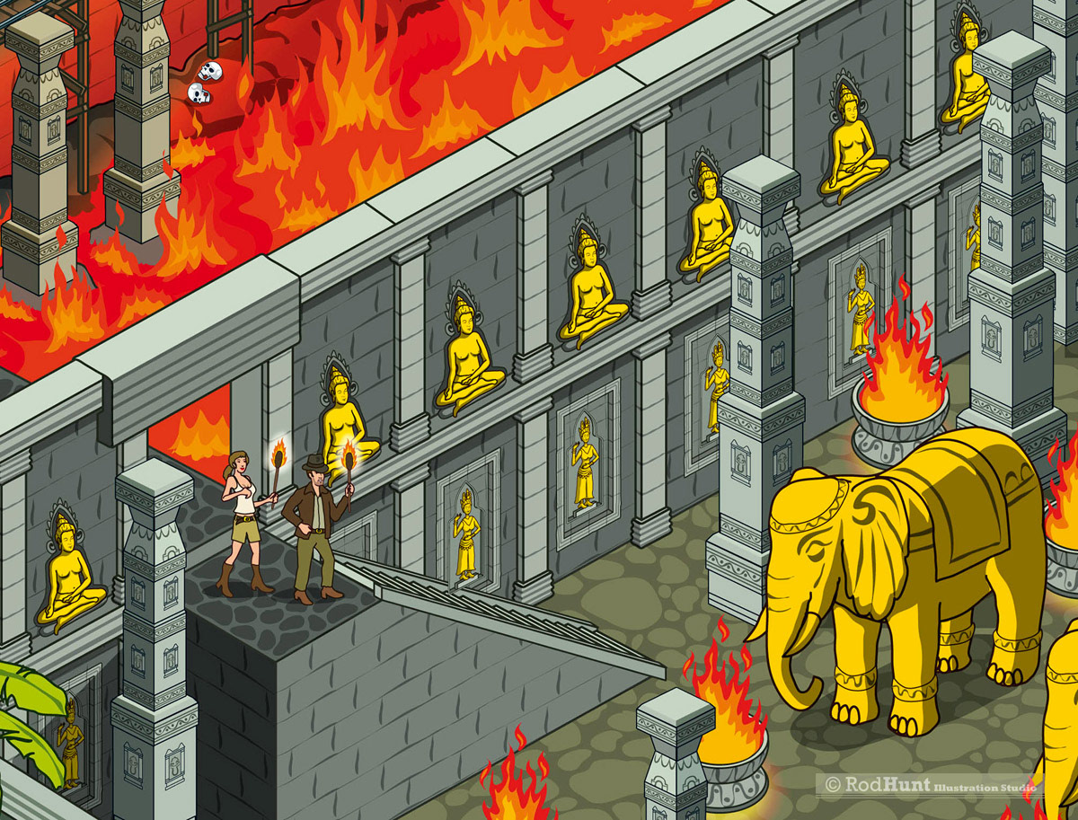 Indiana Jones style Temple Pixel Art Illustrations