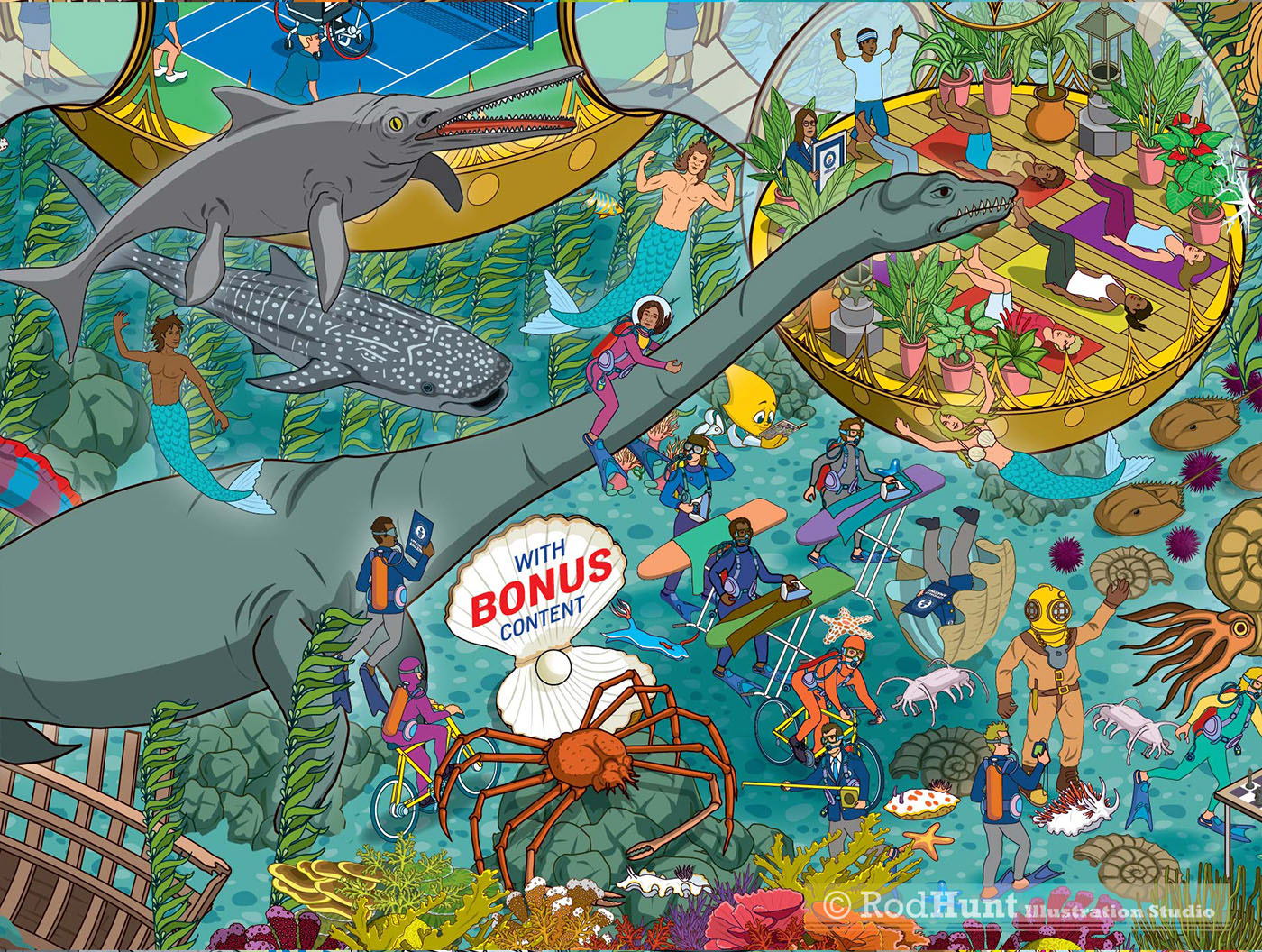 Blue Planet Illustration - illustrated marine life, underwater, sea, ocean environment