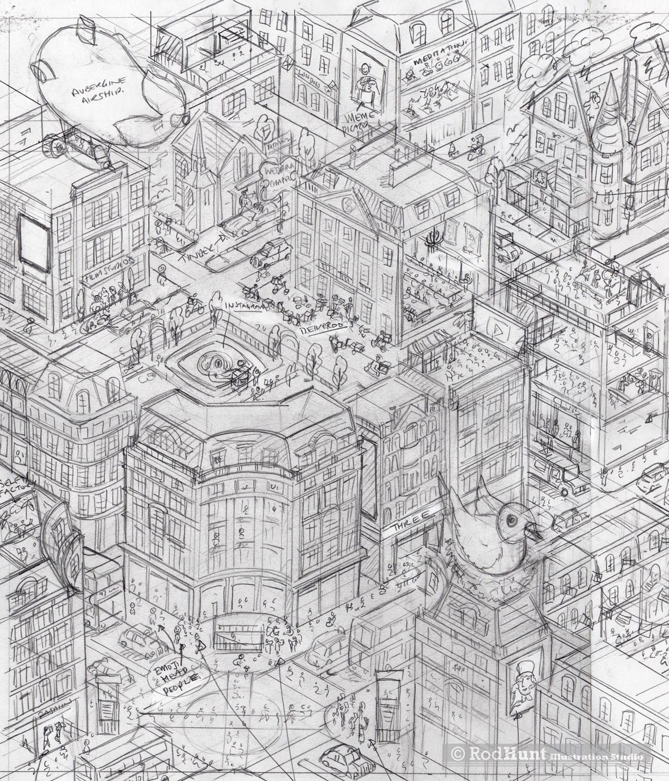 Original Pencil Drawing Illustration