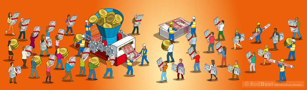 Editorial spot illustrations on crowdfunding for property development