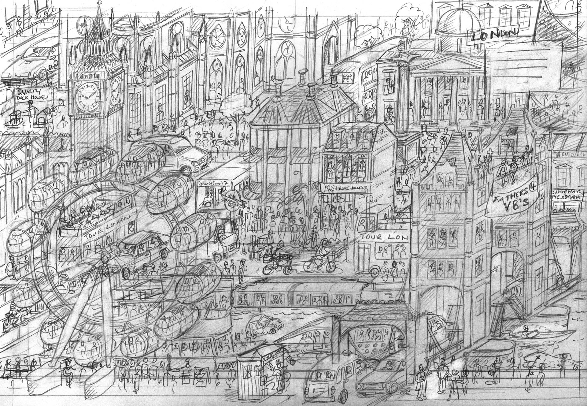 Pencil drawings by picture book illustrator Rod Hunt