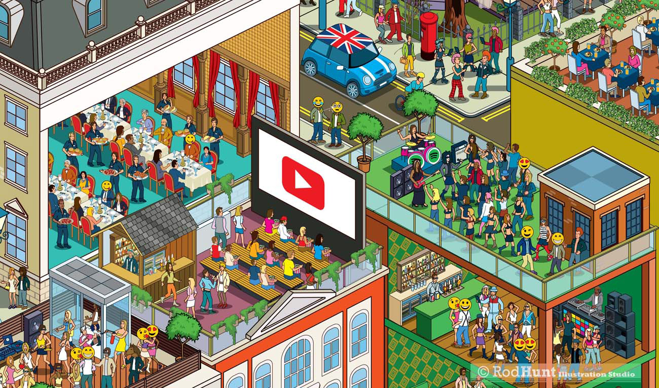 Isometric City Street scene illustration 