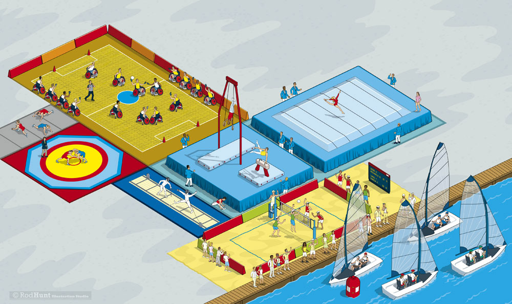 London 2012 Olympic & Paralympic Games - isometric sports & athletics illustrations 
