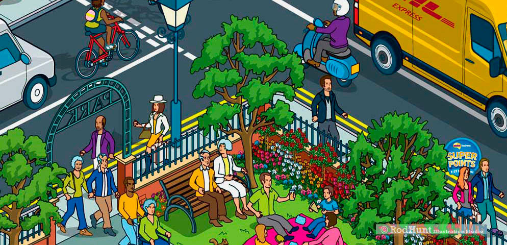 Busy Town Illustrations for Search and Find Business Competition