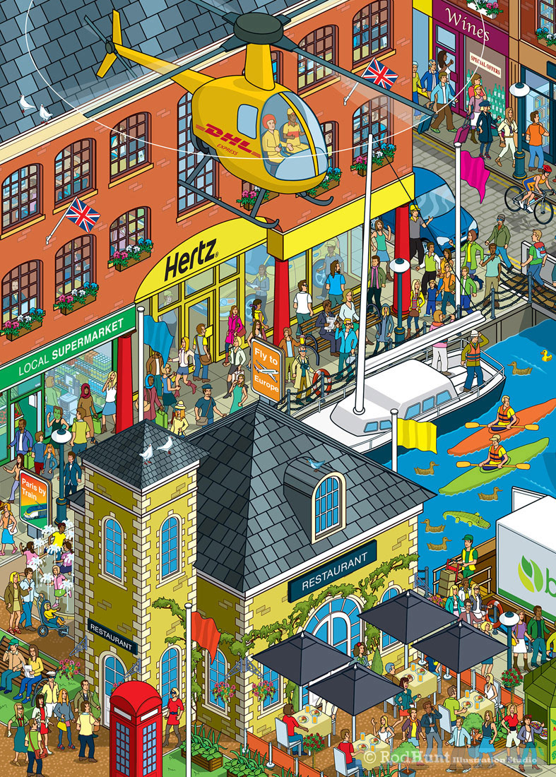 Detailed city illustration for a marketing campaign competition