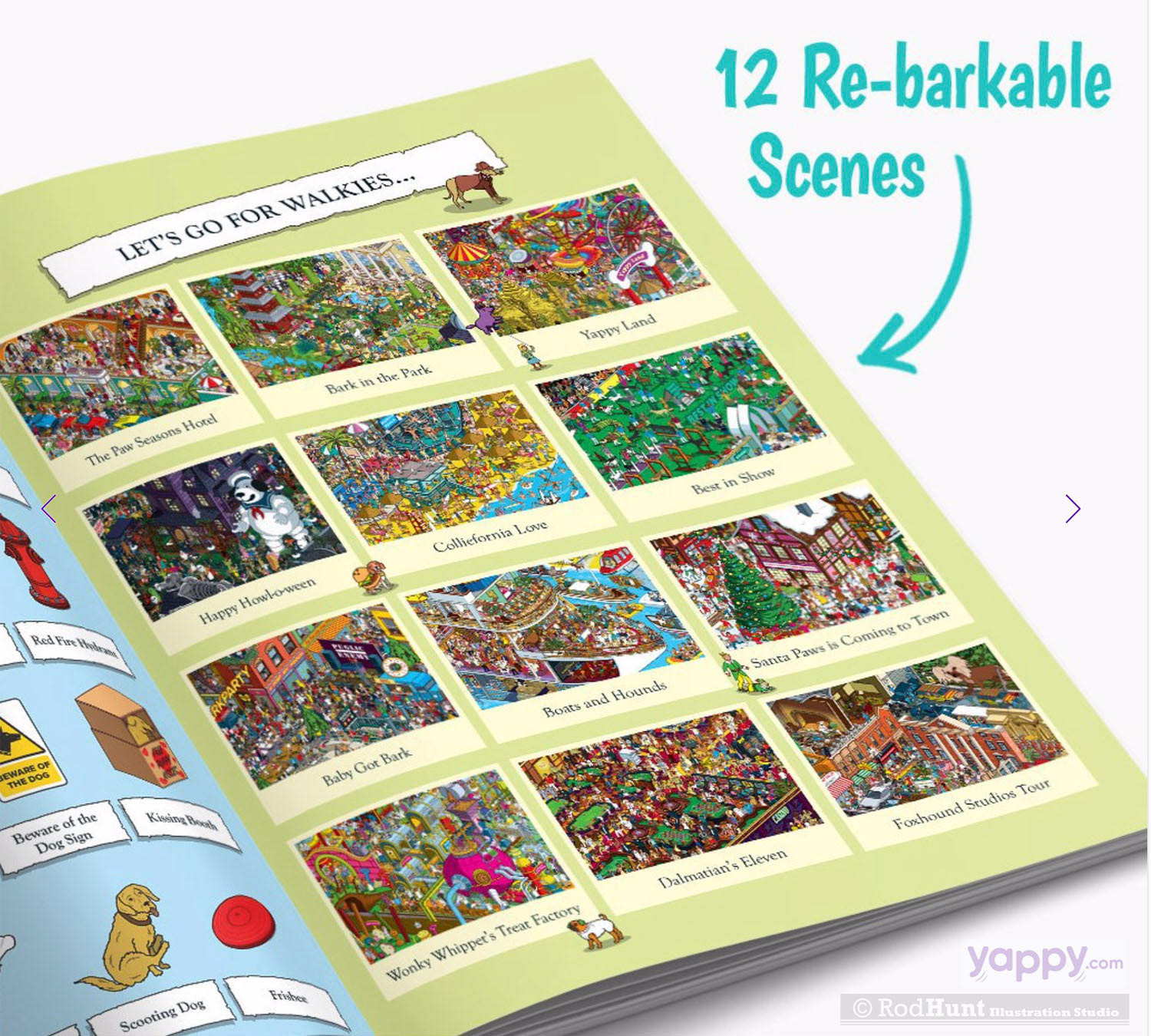 Detailed search and find dog book - Custom wilmbild book illustration