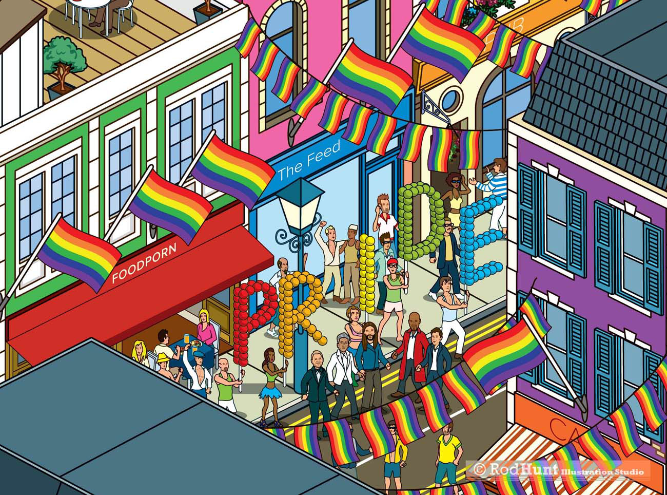 Wimmelbild Mural Illustration - Wimmelbilderbuch Illustrator