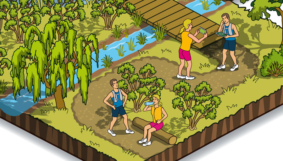 3D trail running map illustrations 