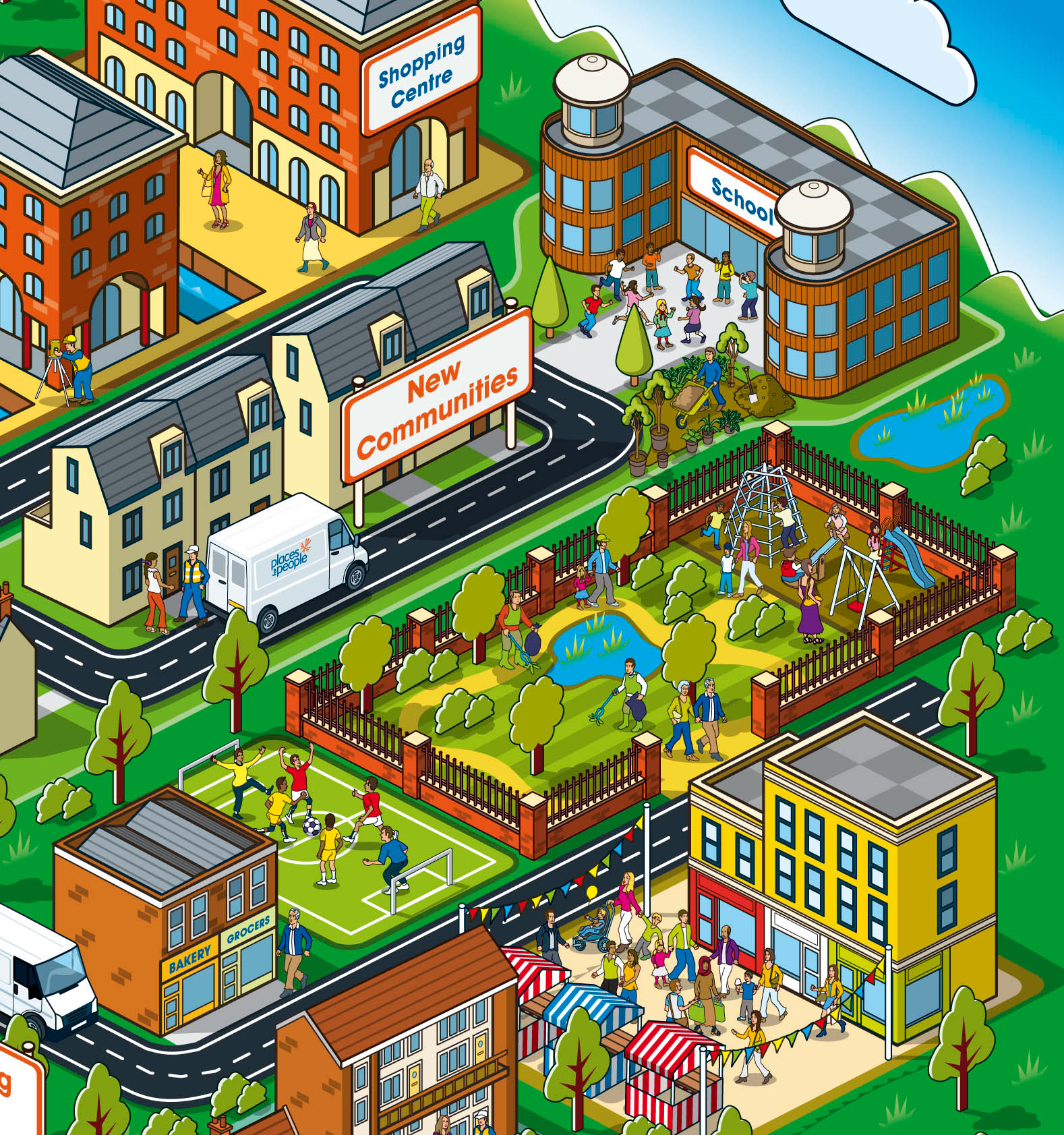 Map illustration showing the homes and communities built by Places for People