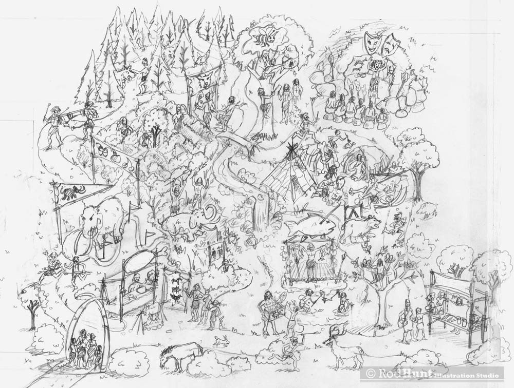Original pencil sketches for a children's book illustration