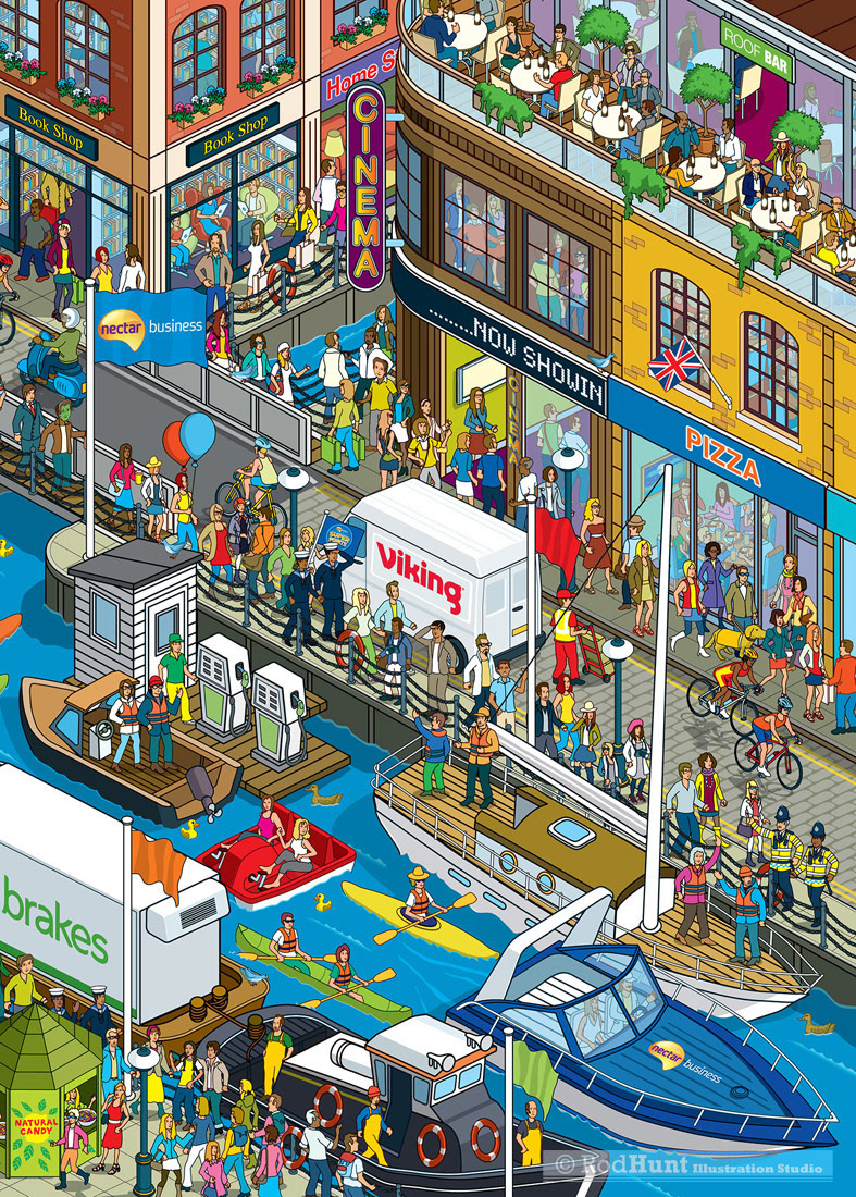 Cityscape Isometric Illustrator - modern city docks development
