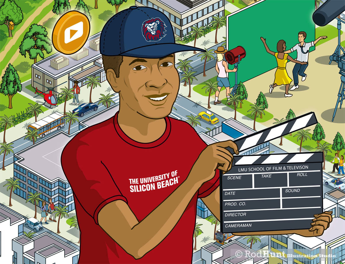 Map Artist - Los Angeles Silicon Beach illustrated for an advertising campaign by LMU LA