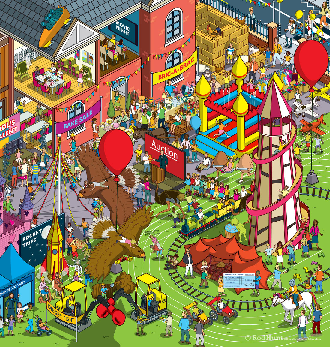 Advertising campaign illustration for Children in Need fundraising in Schools