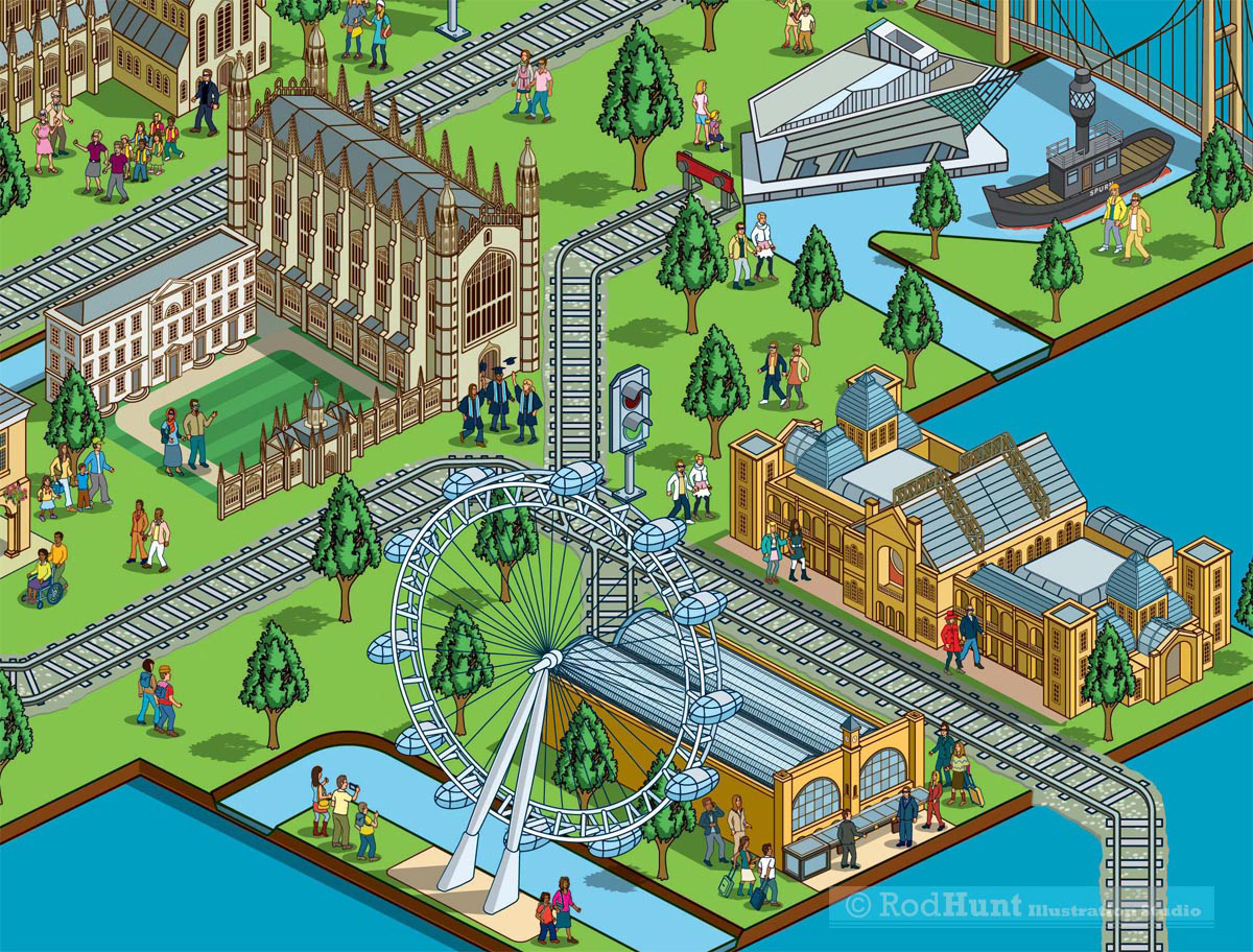 Great Britain City Landmark Map Illustrations