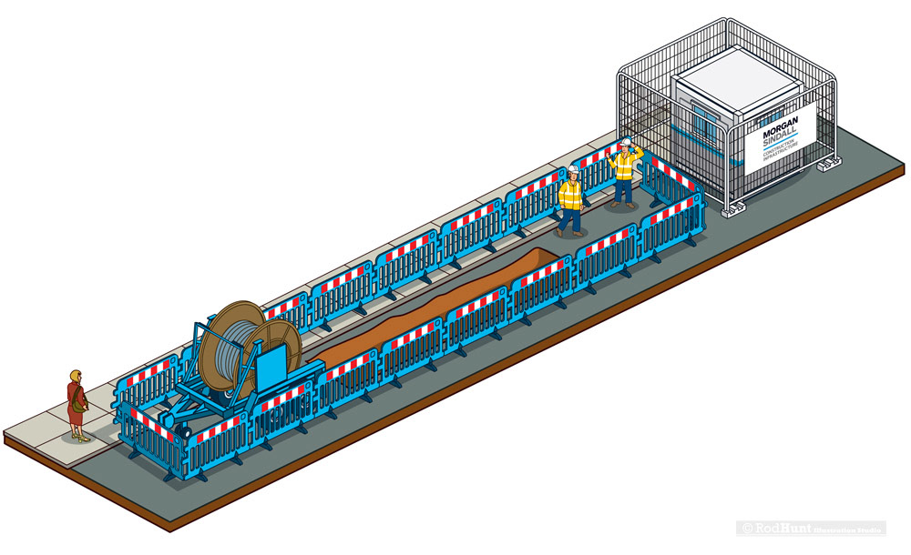 Information graphics showing construction street works