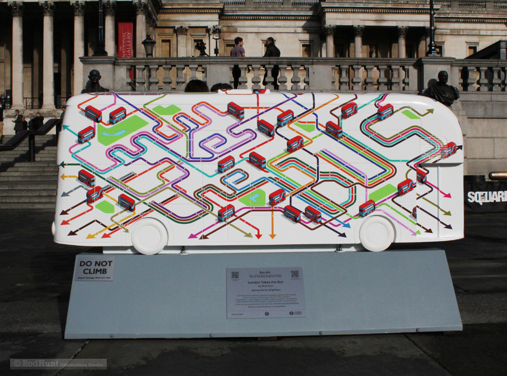 TFL Year of the Bus Sculpture Trail - Illustrated Public Art