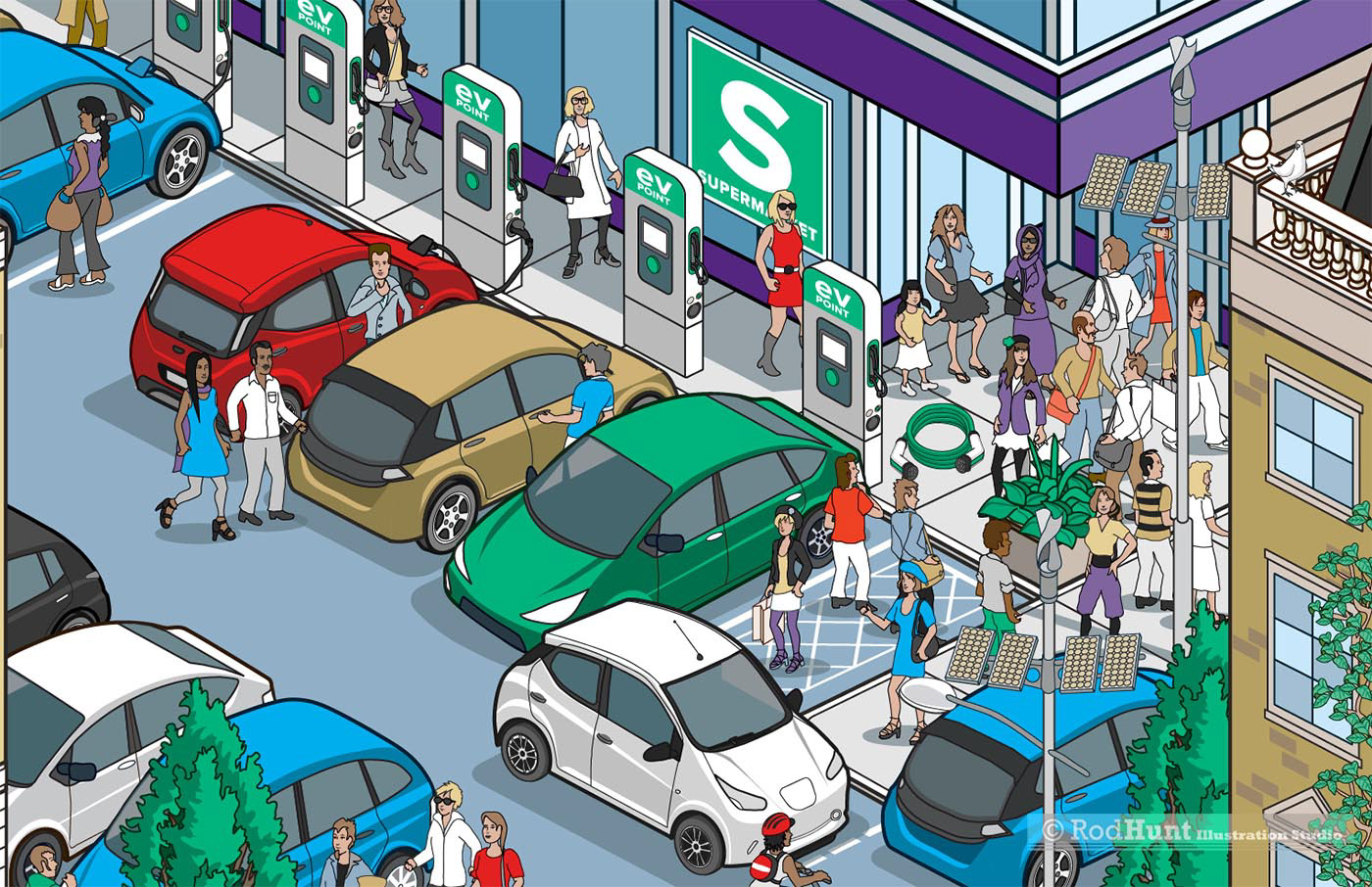 Automotive Electric Car Changing illustration  