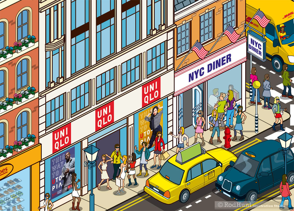 UNIQLO Store Illustrations for The Business of Fashion