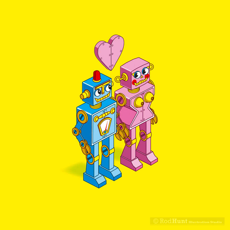 Retro Robots Character design and illustration