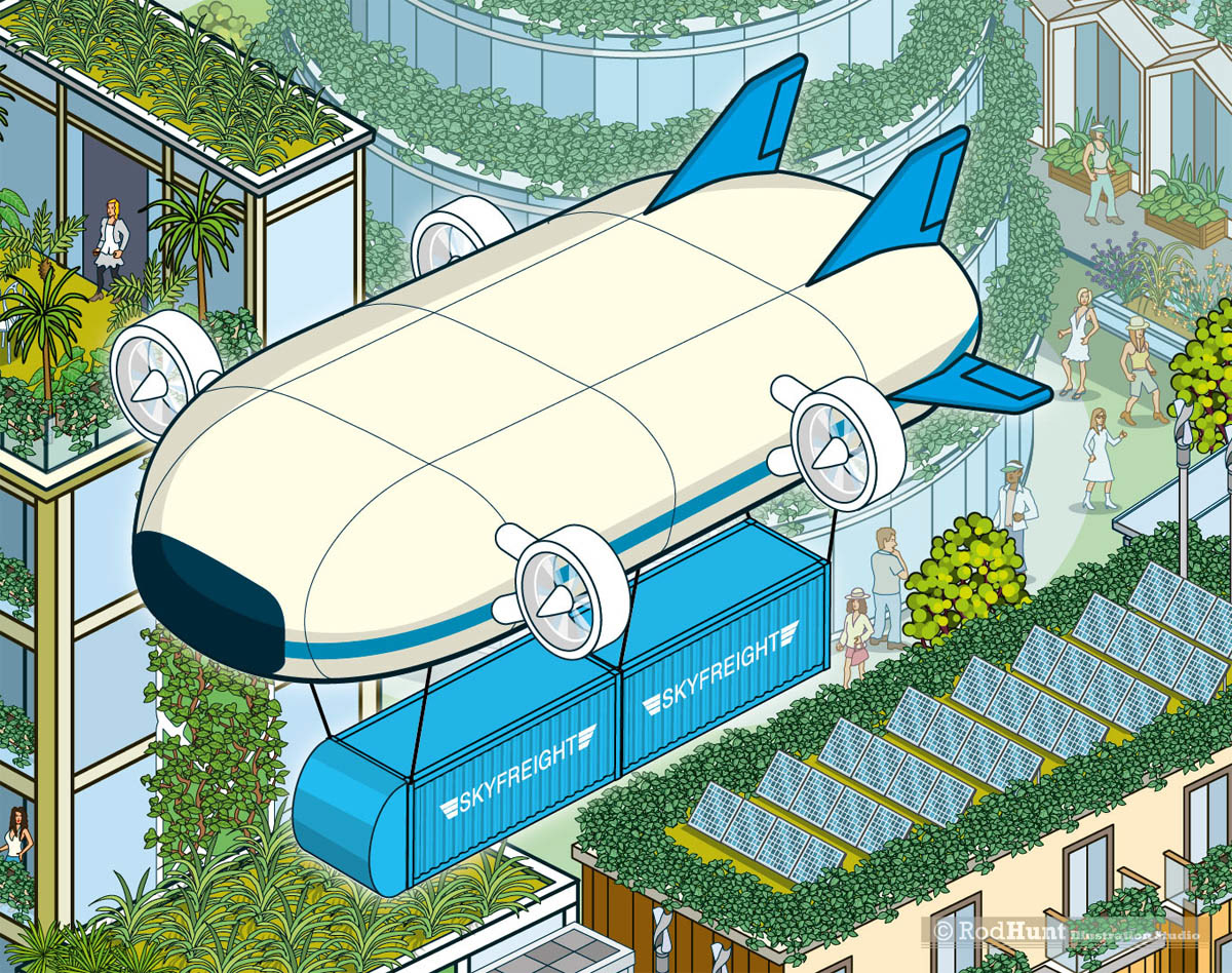 Sustainable Urban Transport Planning visualised in a detailed isometric illustration