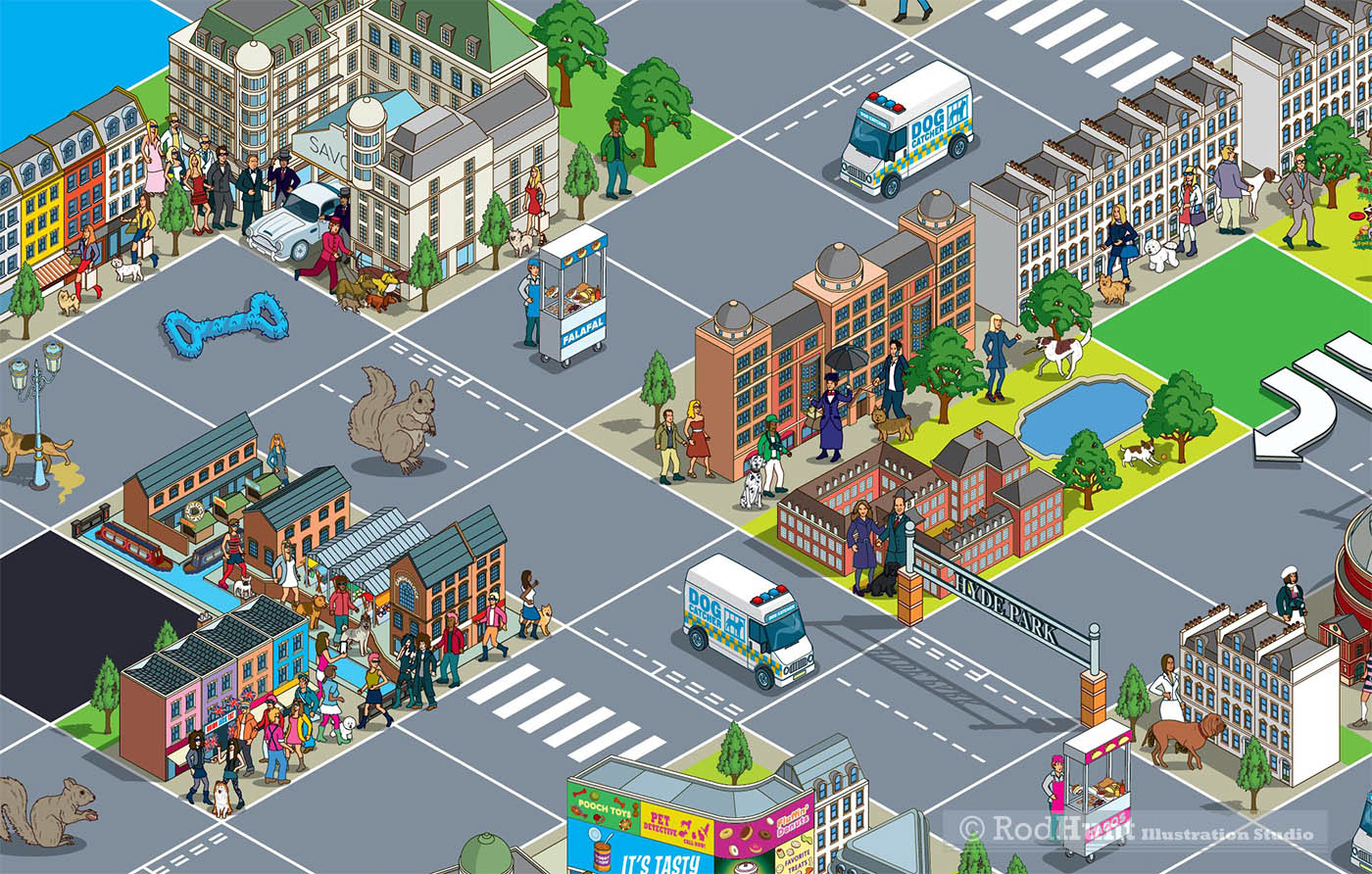 Board Game Design of London landmarks and tourist attractions illustration