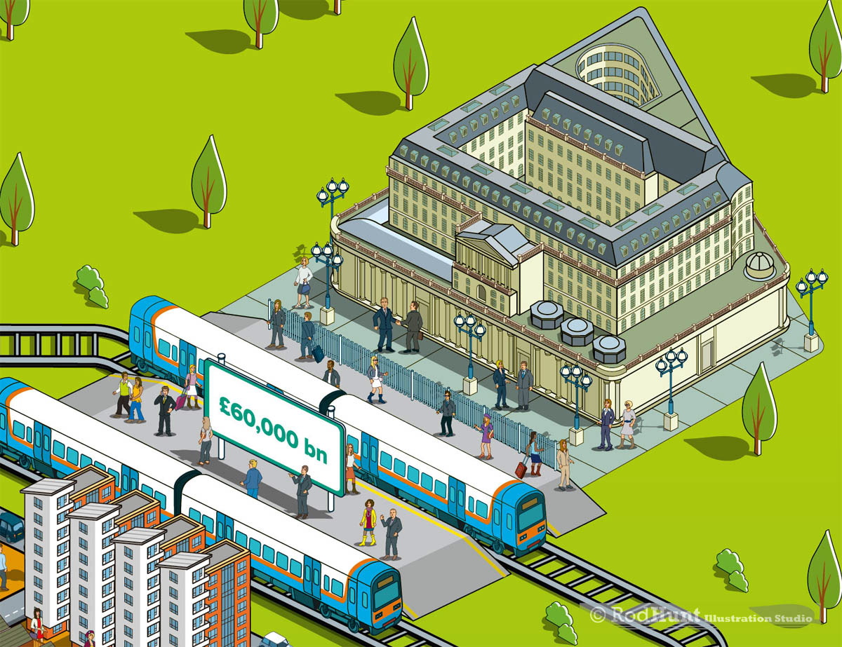 Isometric infographics illustration for business, banking and financial sector