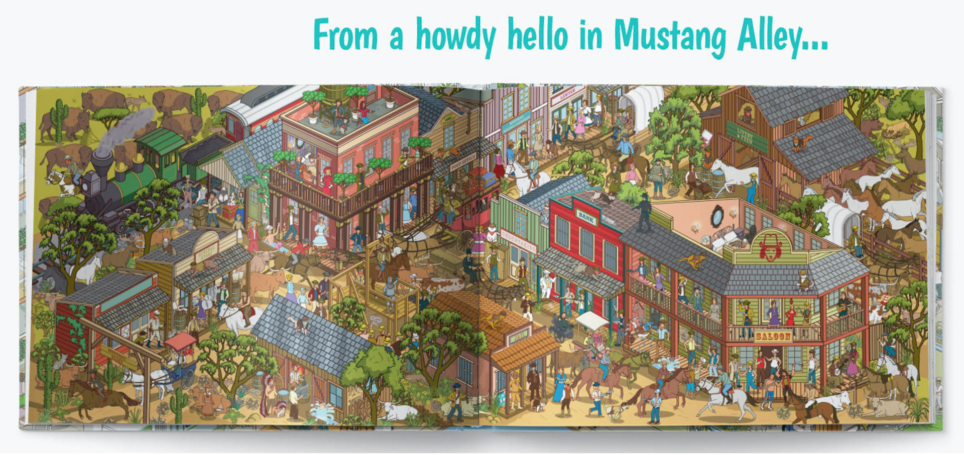 Where's Waldo / Wally type pictures for your own Personalised pet books with search and find style puzzle illustrations, find the hidden objects in this picture book for all the family