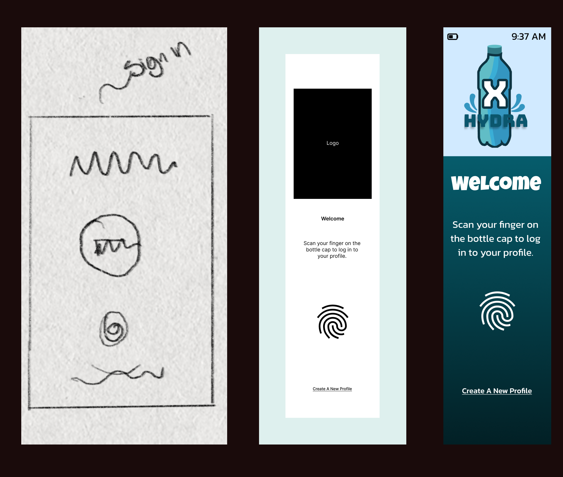 Initially, the "Welcome" was at the top; however, I’ve moved it below the logo for proper hierarchy, as the logo should be seen first by the user to help improve awareness.