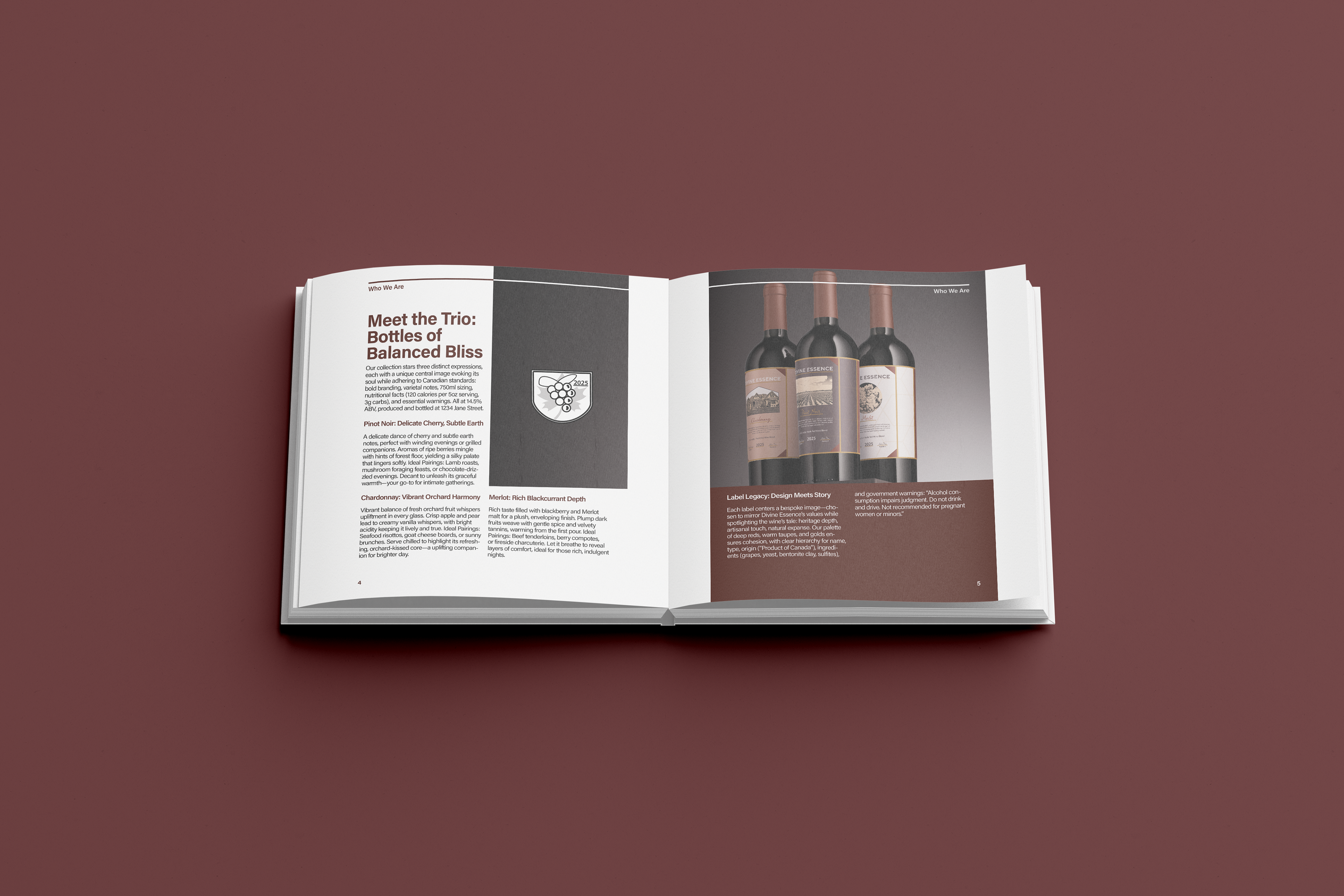 Divine Essence Layout Spread featuring Wine Profiles