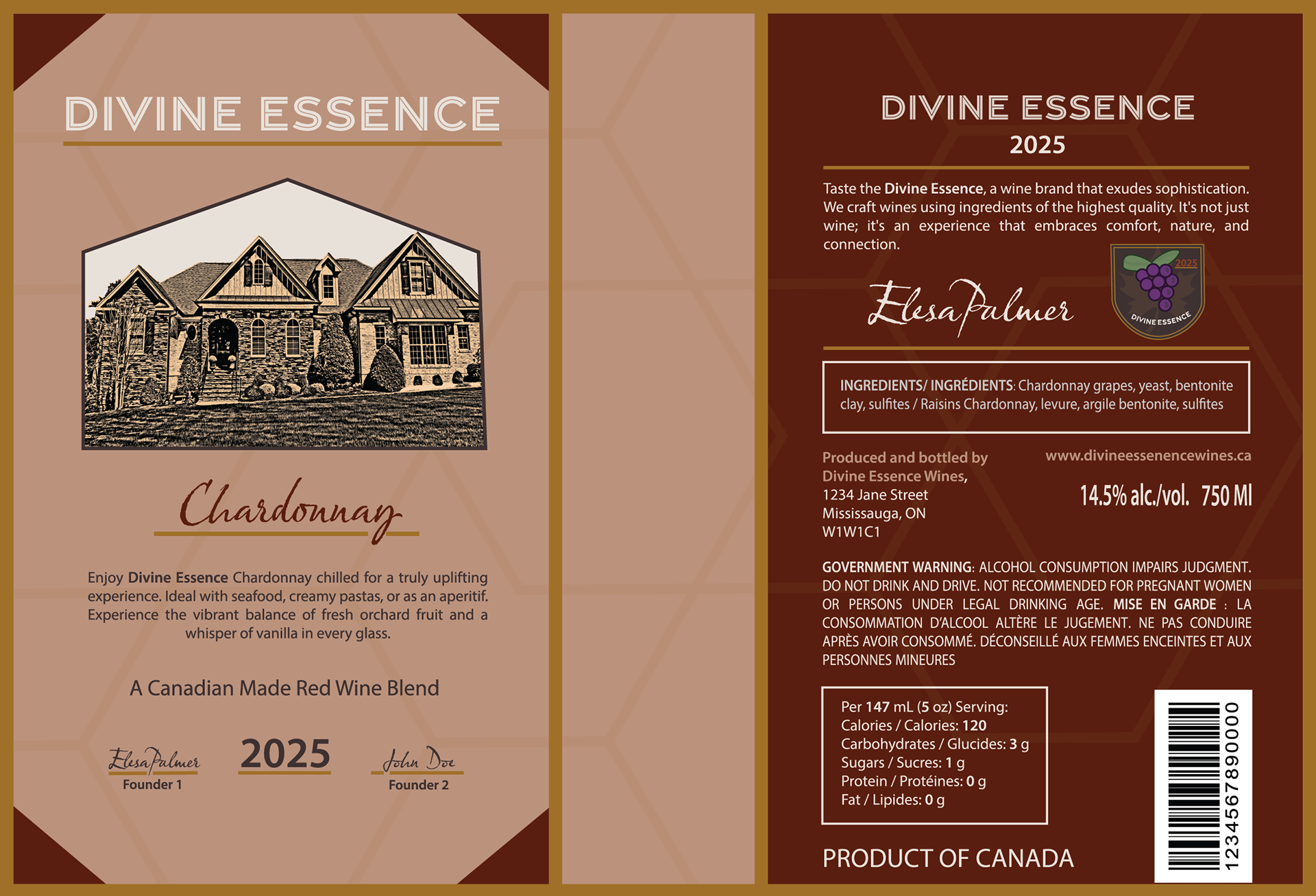 Chardonnay Divine Essence Wine Label