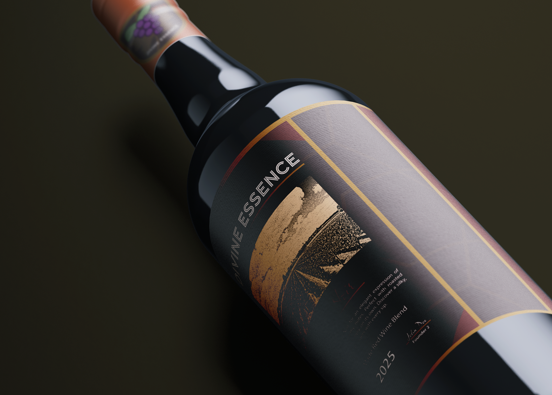 Divine Essence wine bottle mockup