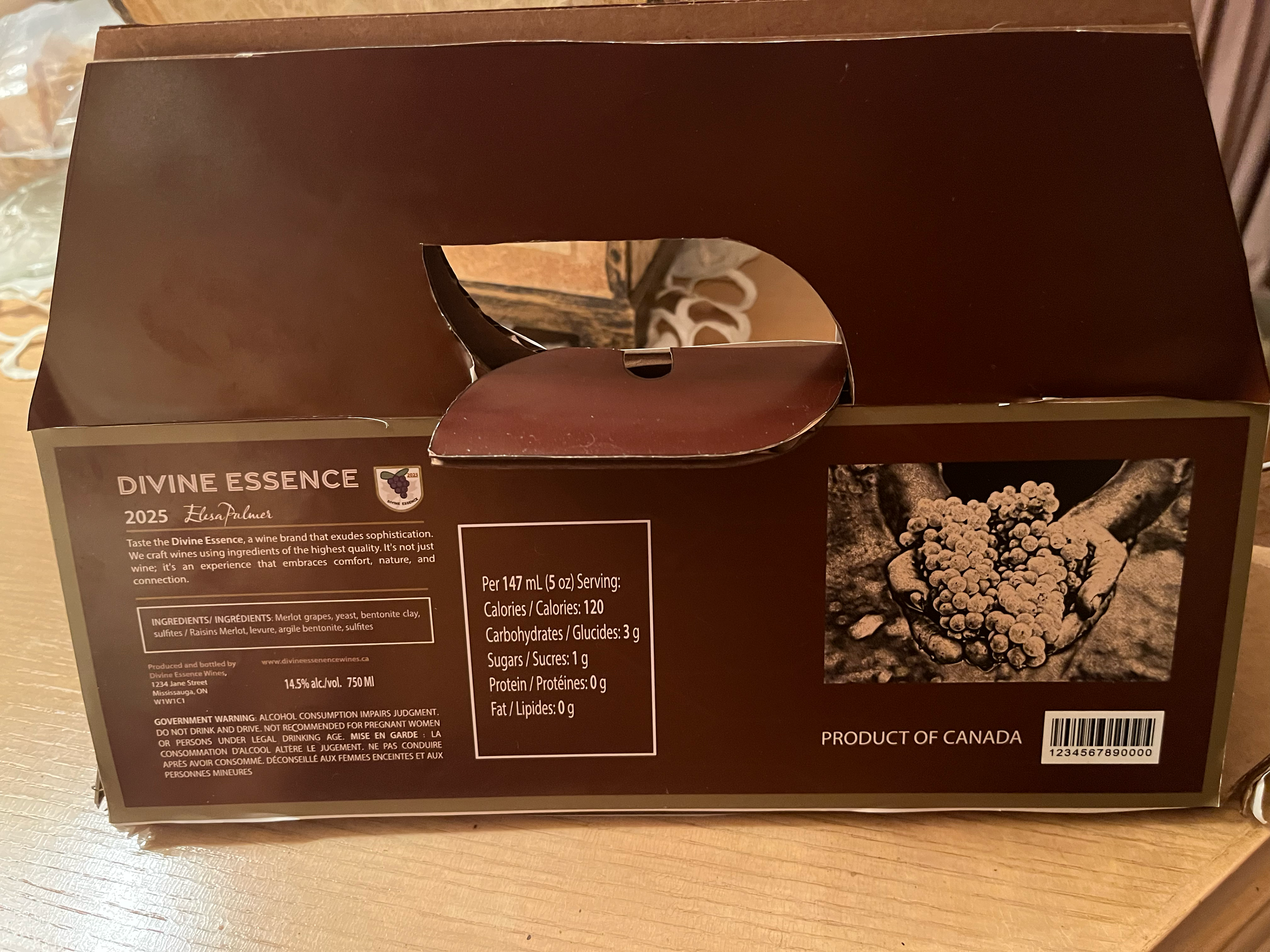 Back of Printed Triangular Package