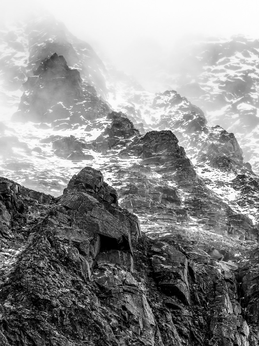Foggy Lofoten mountains