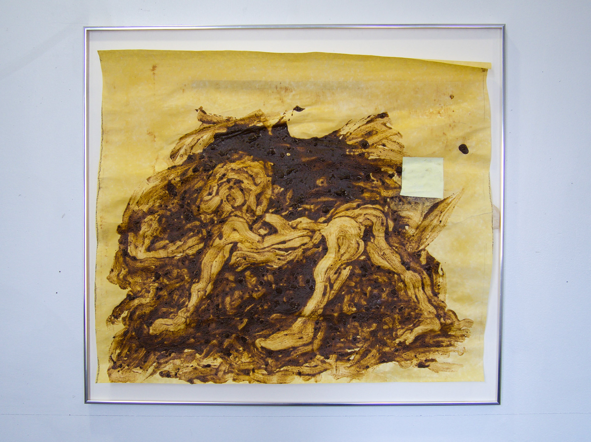 At work more magical with science than without, 28’’ X 25’’, shit on parchment