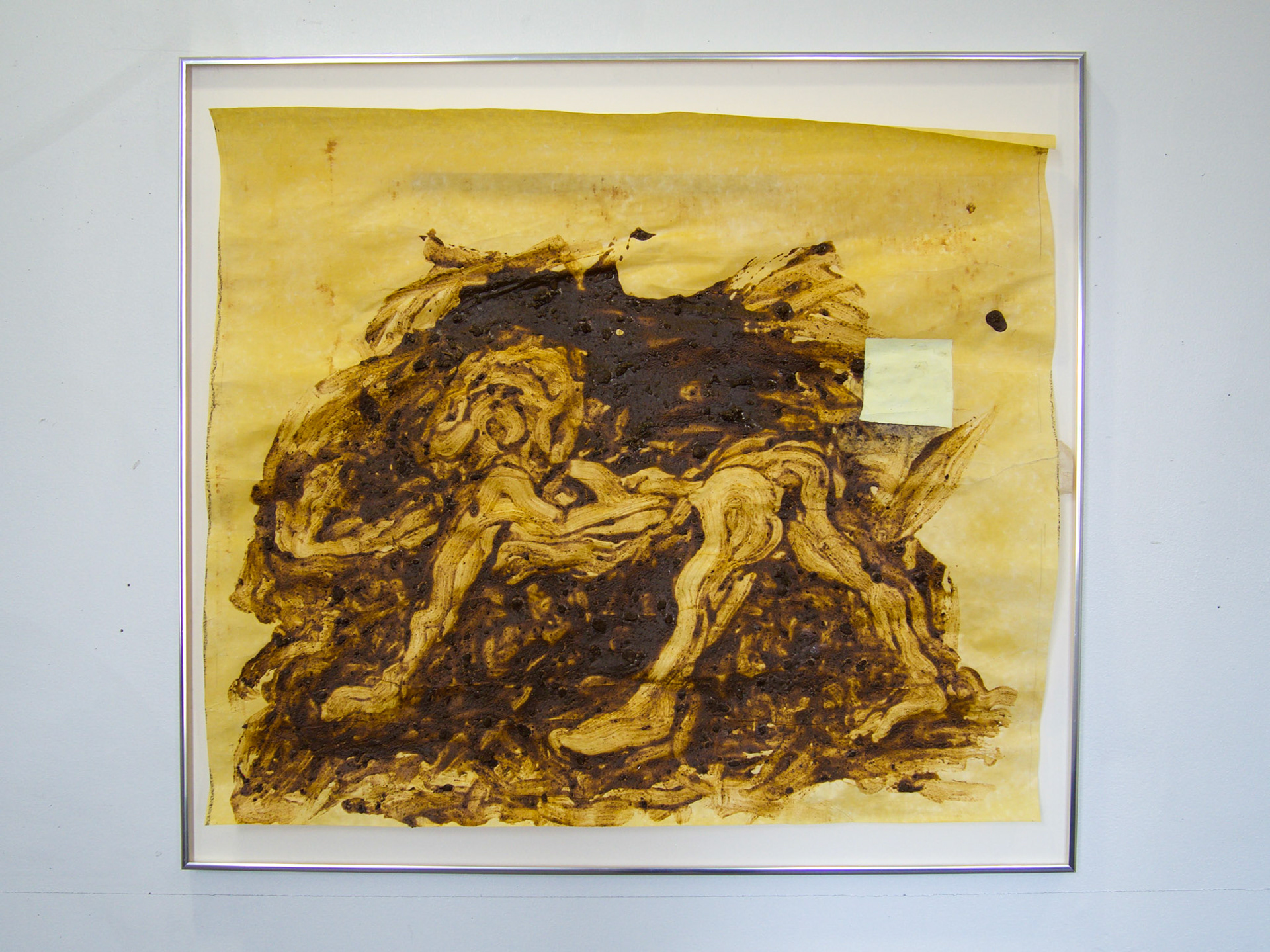 At work more magical with science than without, 28’’ X 25’’, shit on parchment