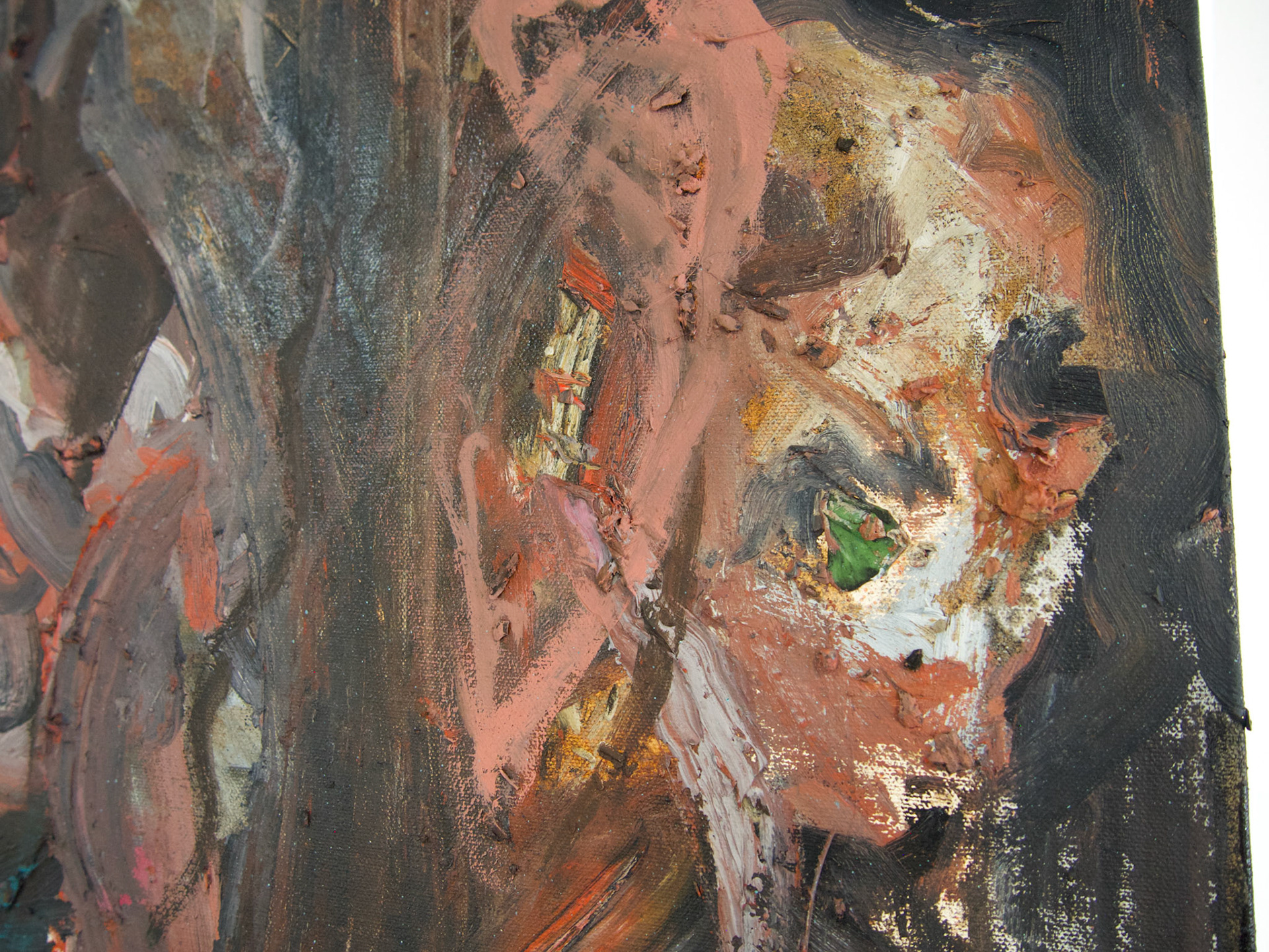 Split me down the seam that stretches from my collar Bones to my navel and down to the seam Of my hem.  Minerals, linseed oil, &amp; tar on primed canvas 2022 18” x 120”