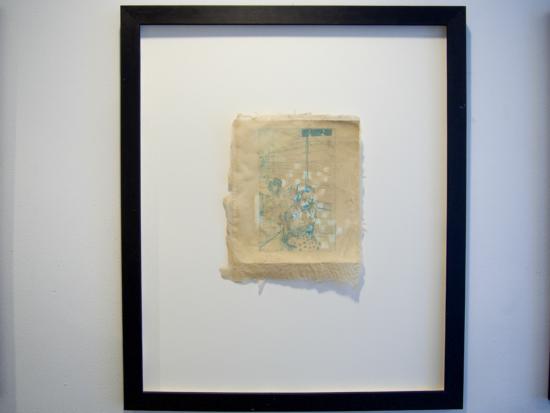 Muscle and gut,Your metalwork ribboned and bunched like a clumped nerve, 5” x 6”, Intaglio and flax chine-collé