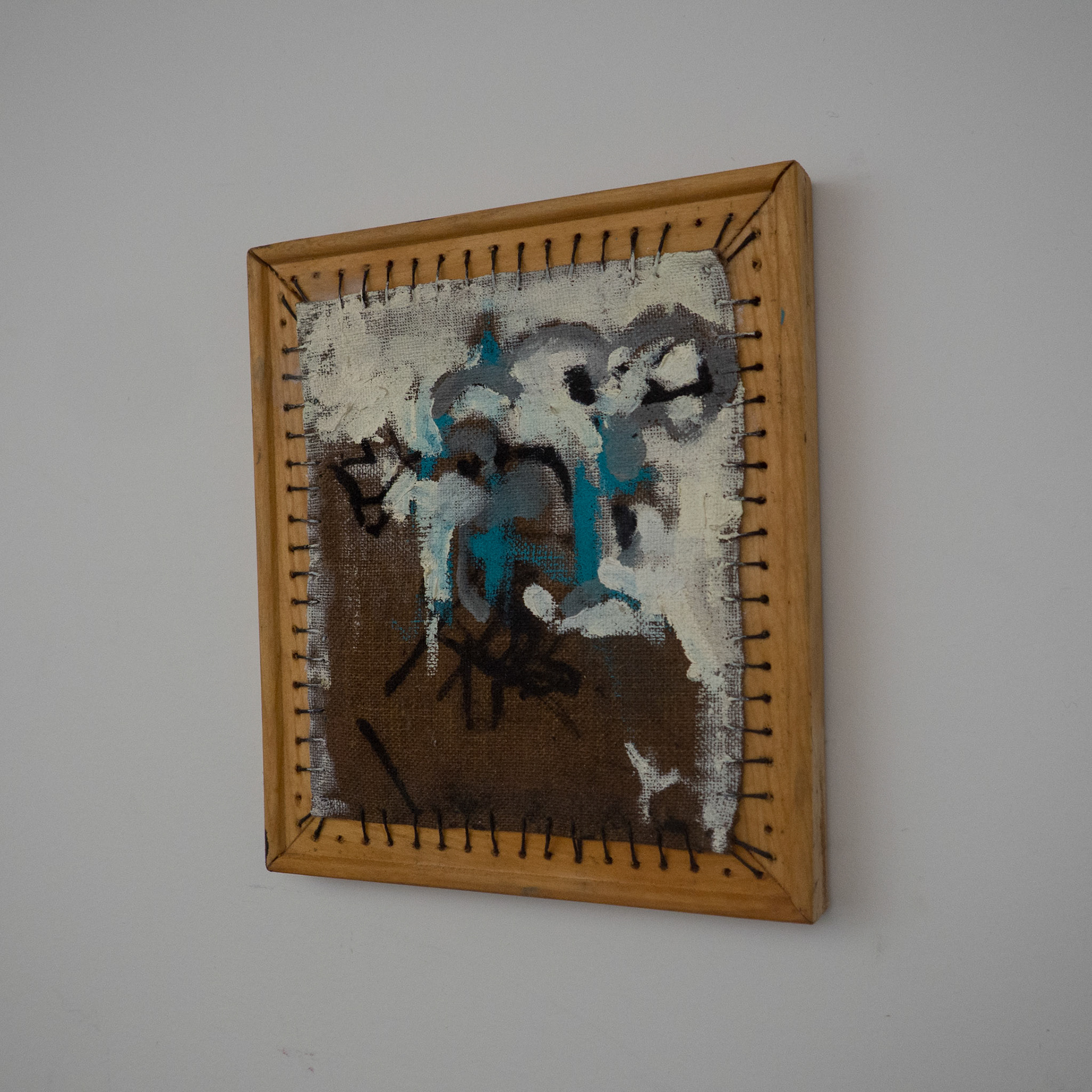 Tanning the Crusifiction, oil on strtched lined, 9"x8"