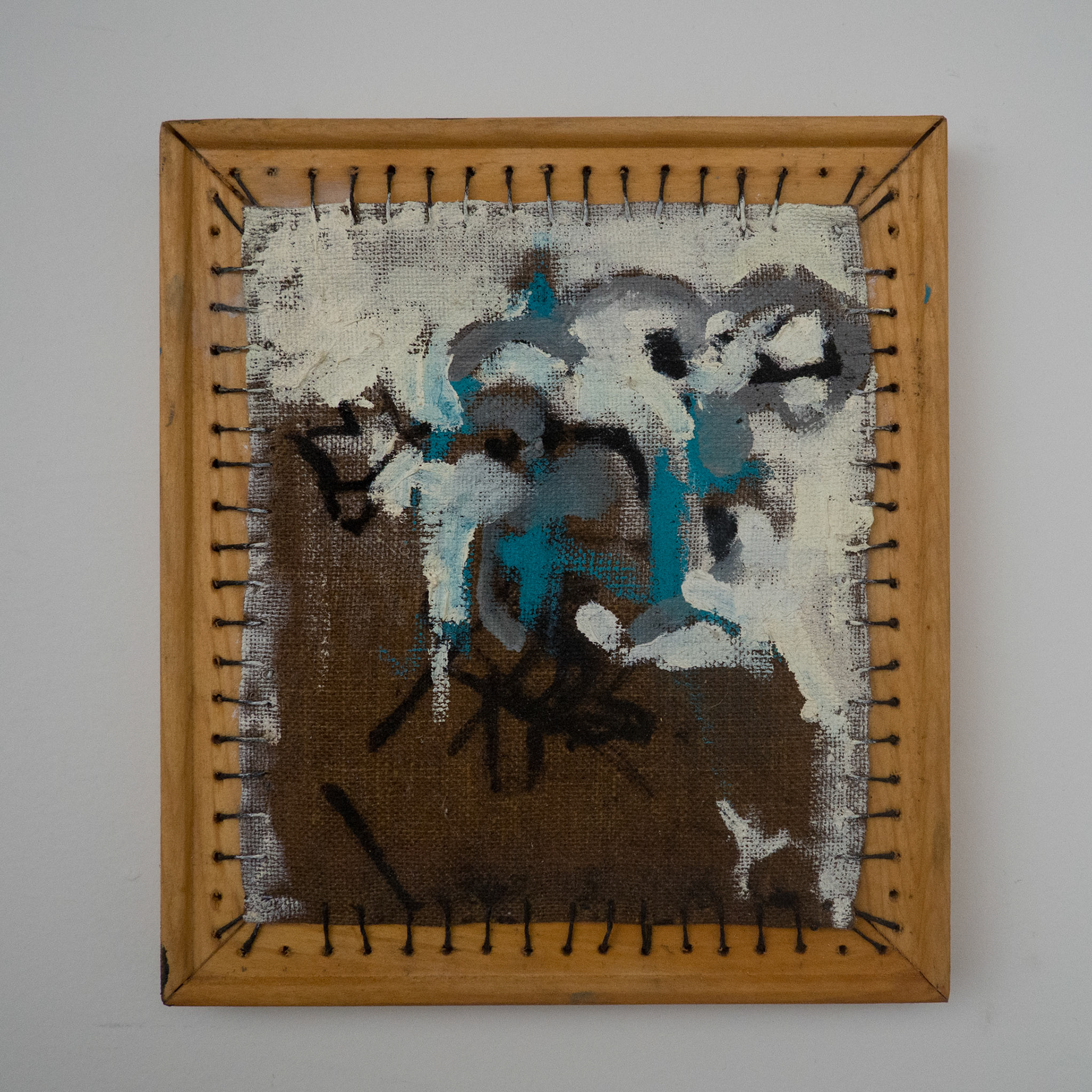 Tanning the Crusifiction, oil on strtched lined, 9"x8"