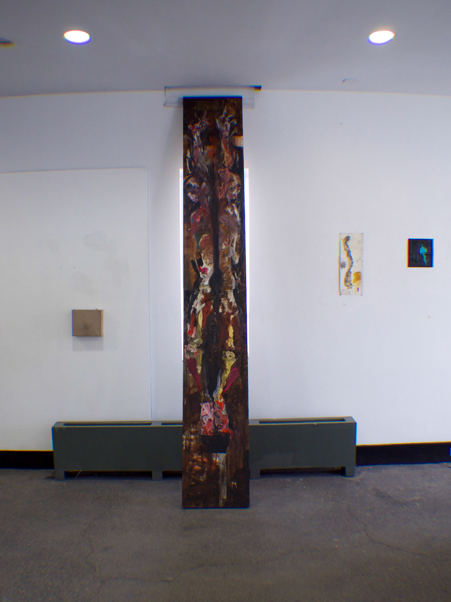 Split me down the seam that stretches from my collar Bones to my navel and down to the seam Of my hem.  Minerals, linseed oil, &amp; tar on primed canvas 2022 18” x 120”