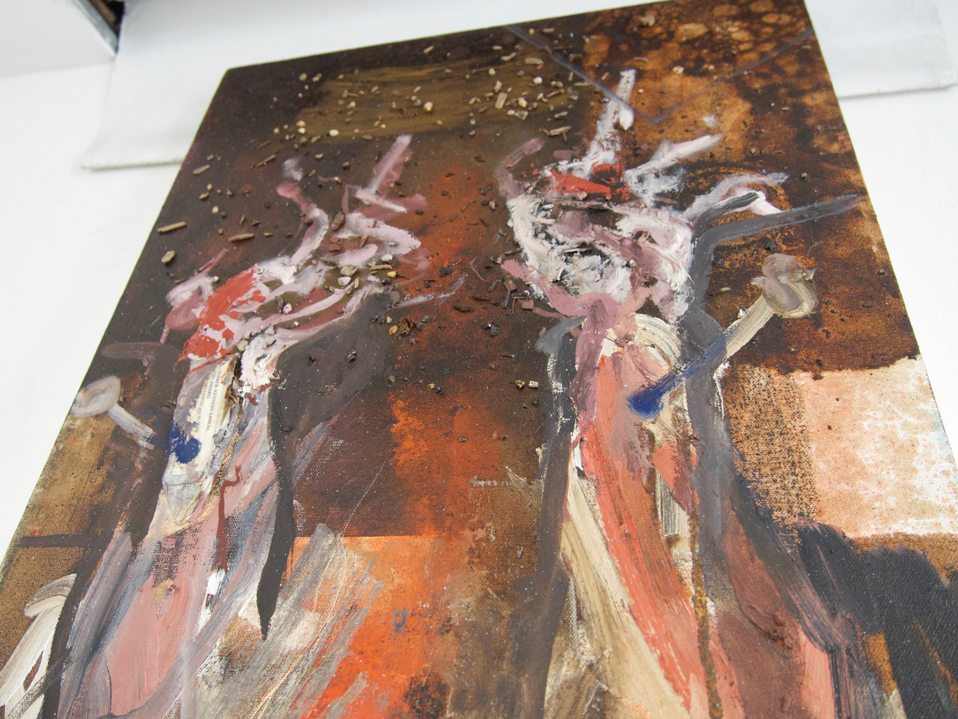 Split me down the seam that stretches from my collar Bones to my navel and down to the seam Of my hem.  Minerals, linseed oil, &amp; tar on primed canvas 2022 18” x 120”