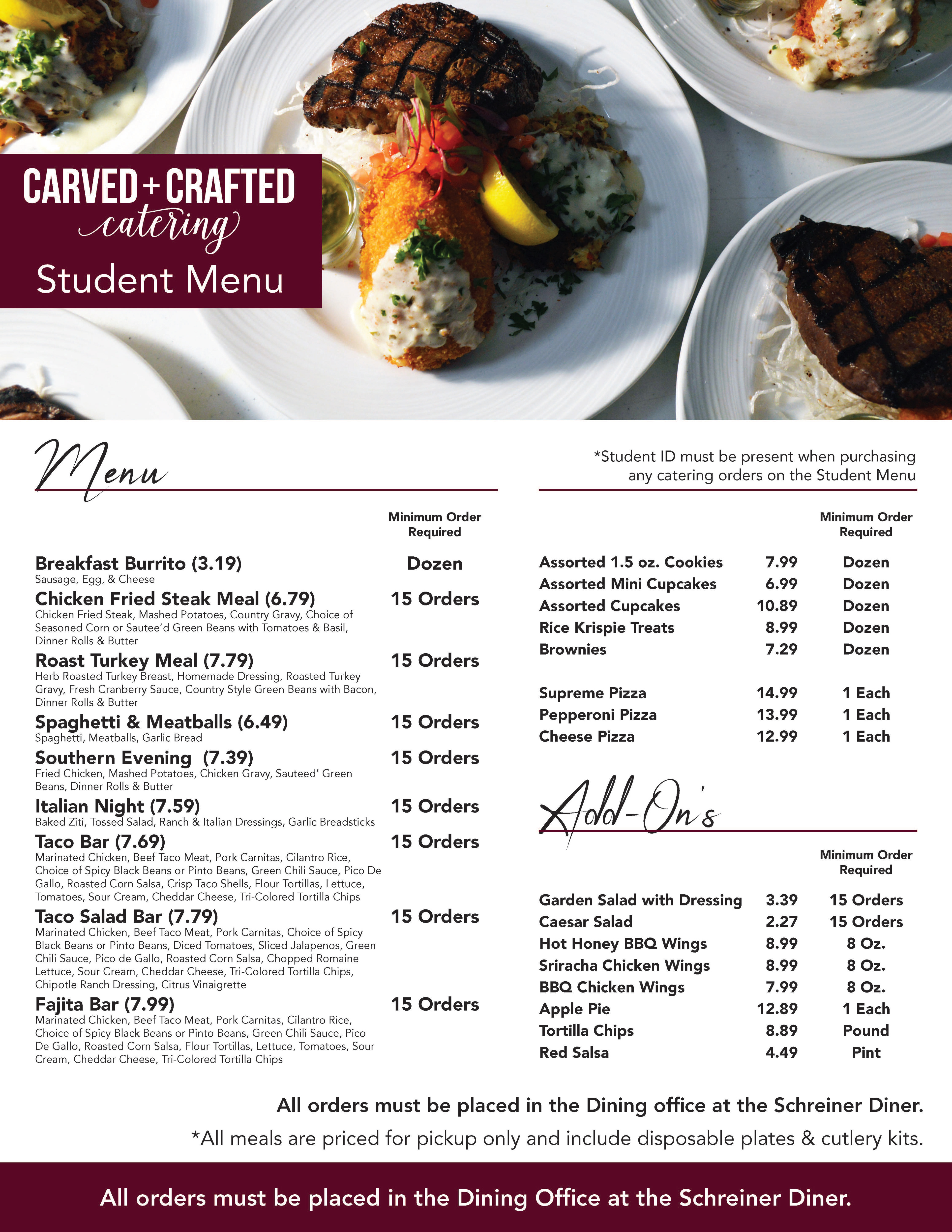 Carved & Crafted Custom Student Menu