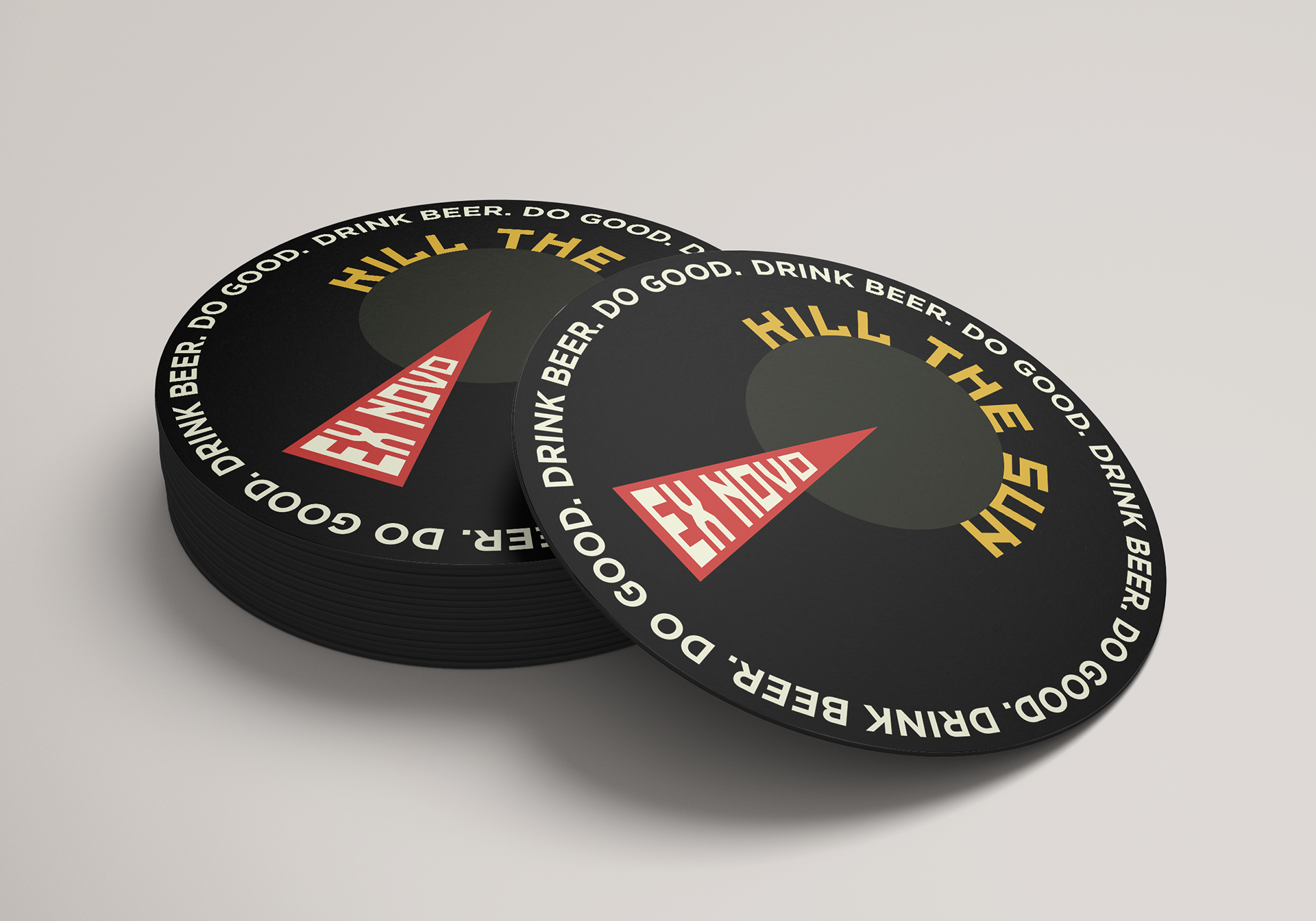 Coaster with main design from label and company's "Drink Beer. Do Good." slogan.