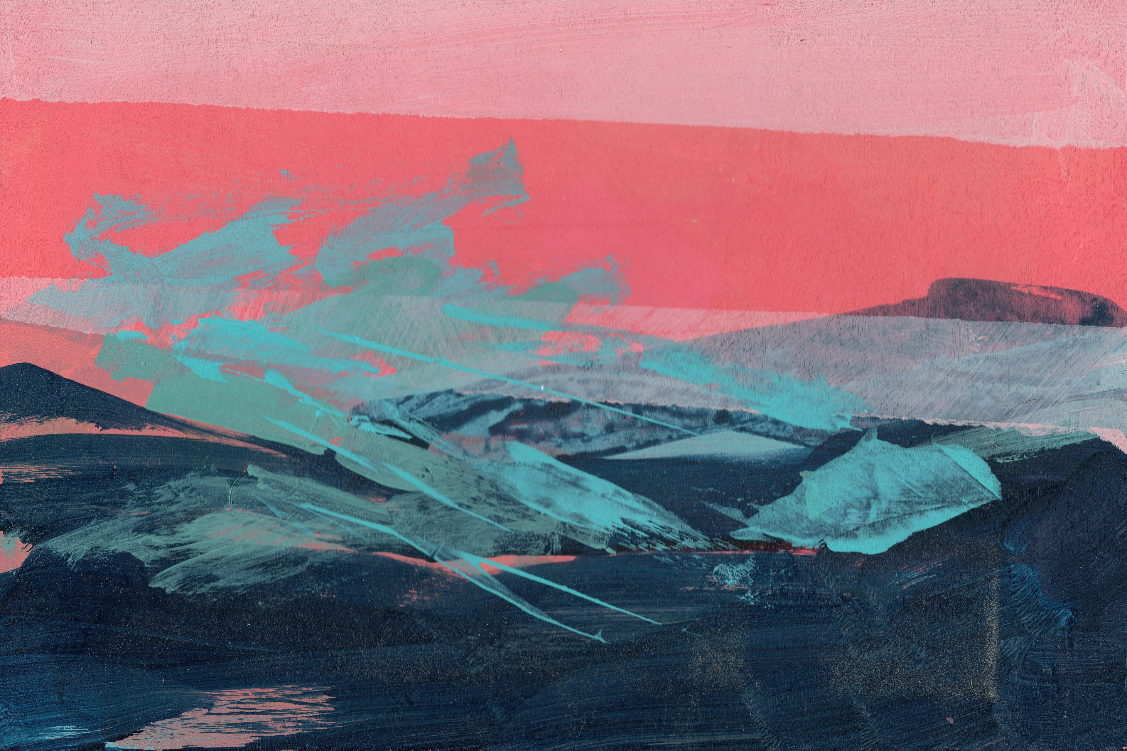 Lothian pink - Acrylic on wood cradle board 30cm x 20cm x 2cm