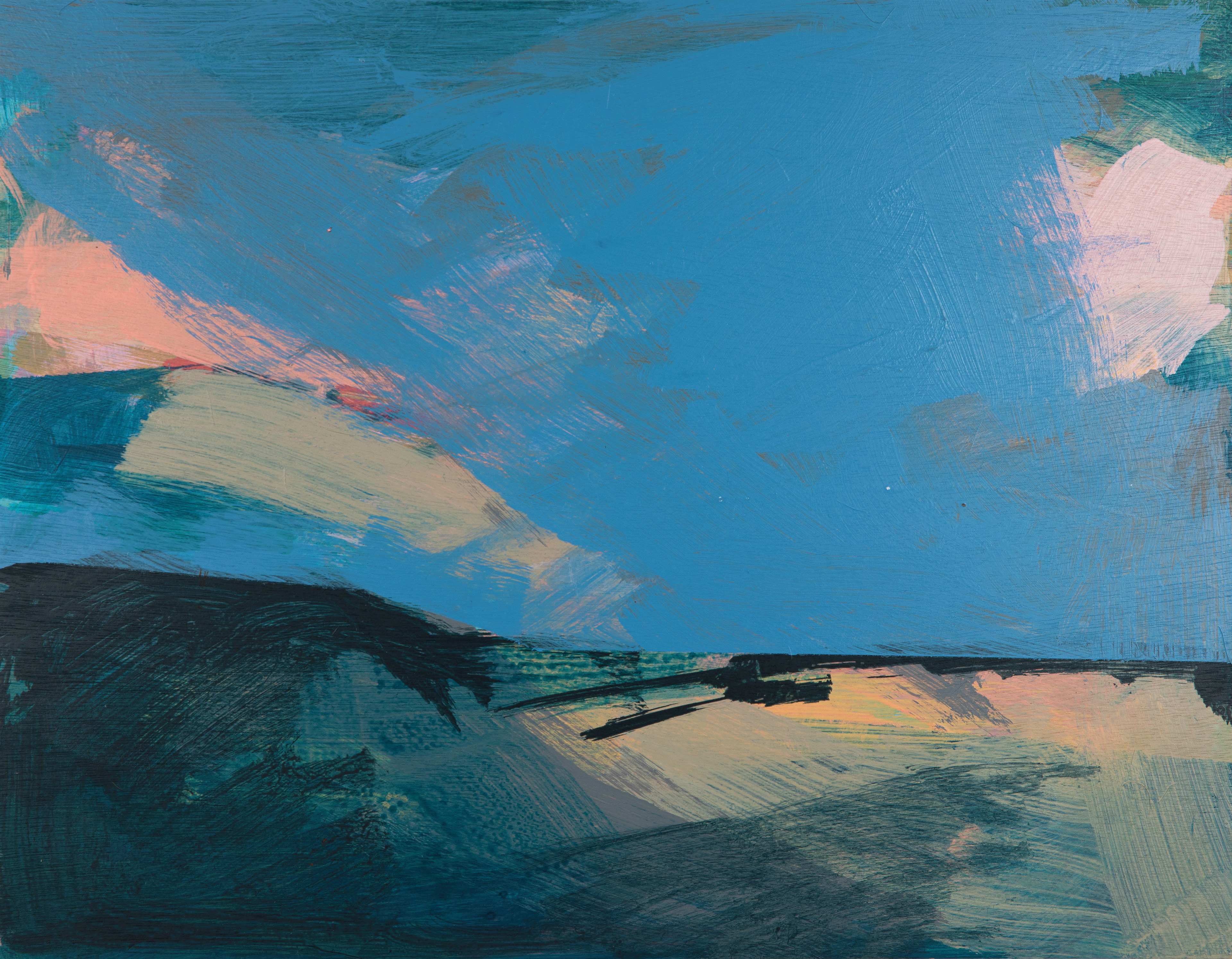 Lothian summer sky - Acrylic on ply 46cm x 36cm