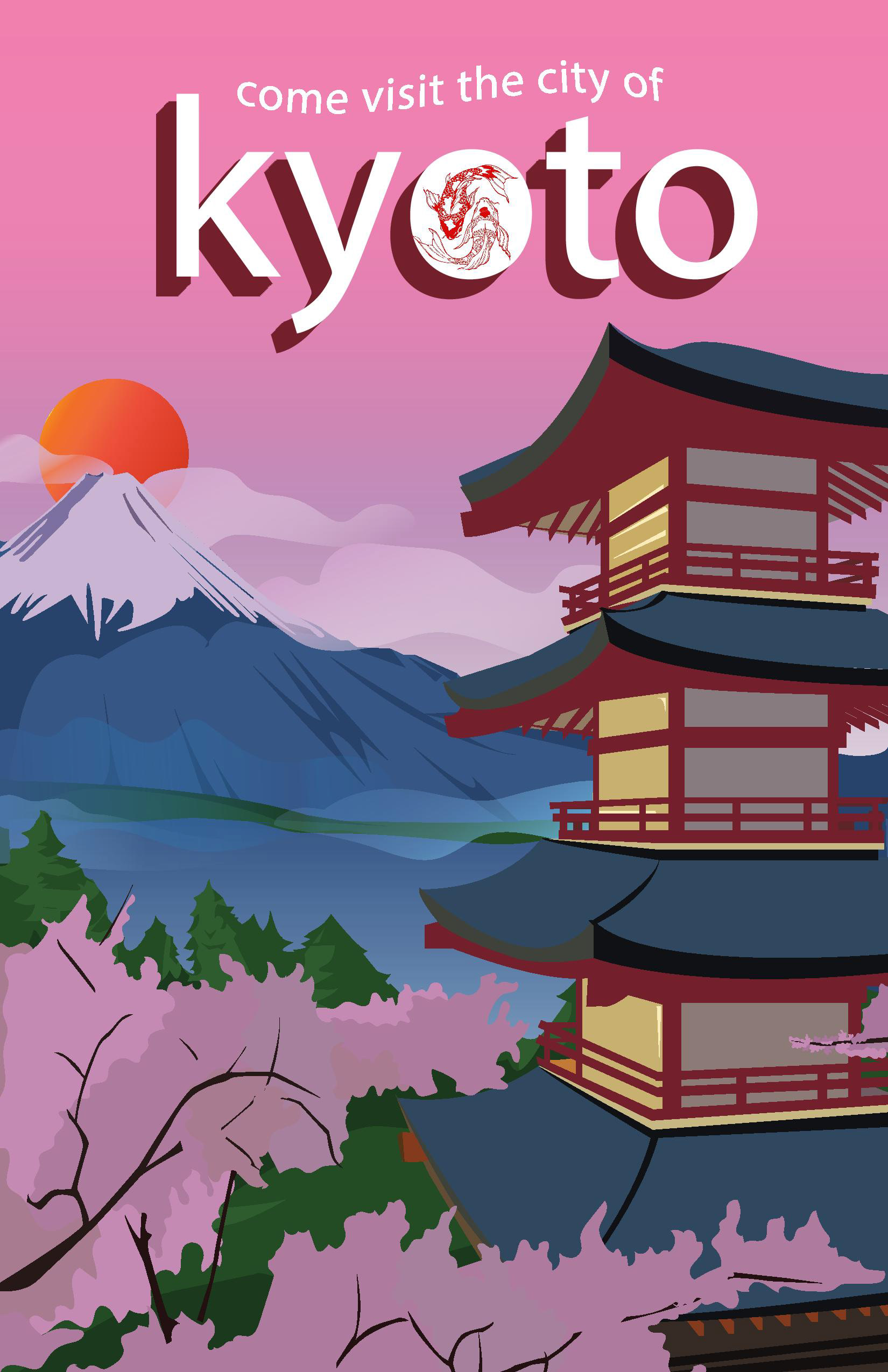 Travel poster designed and illustrated in Adobe Illustrator.