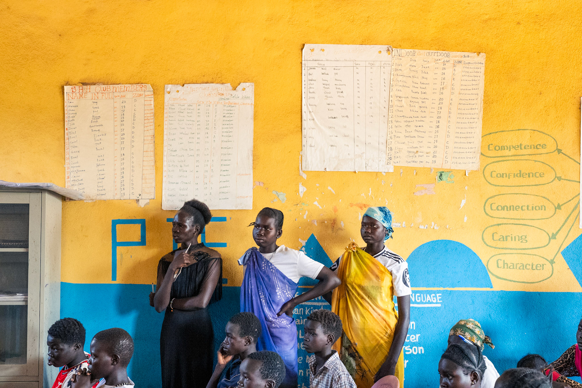 Young refugees in a meeting of the "adolescent advisory group" discussing their next campaign