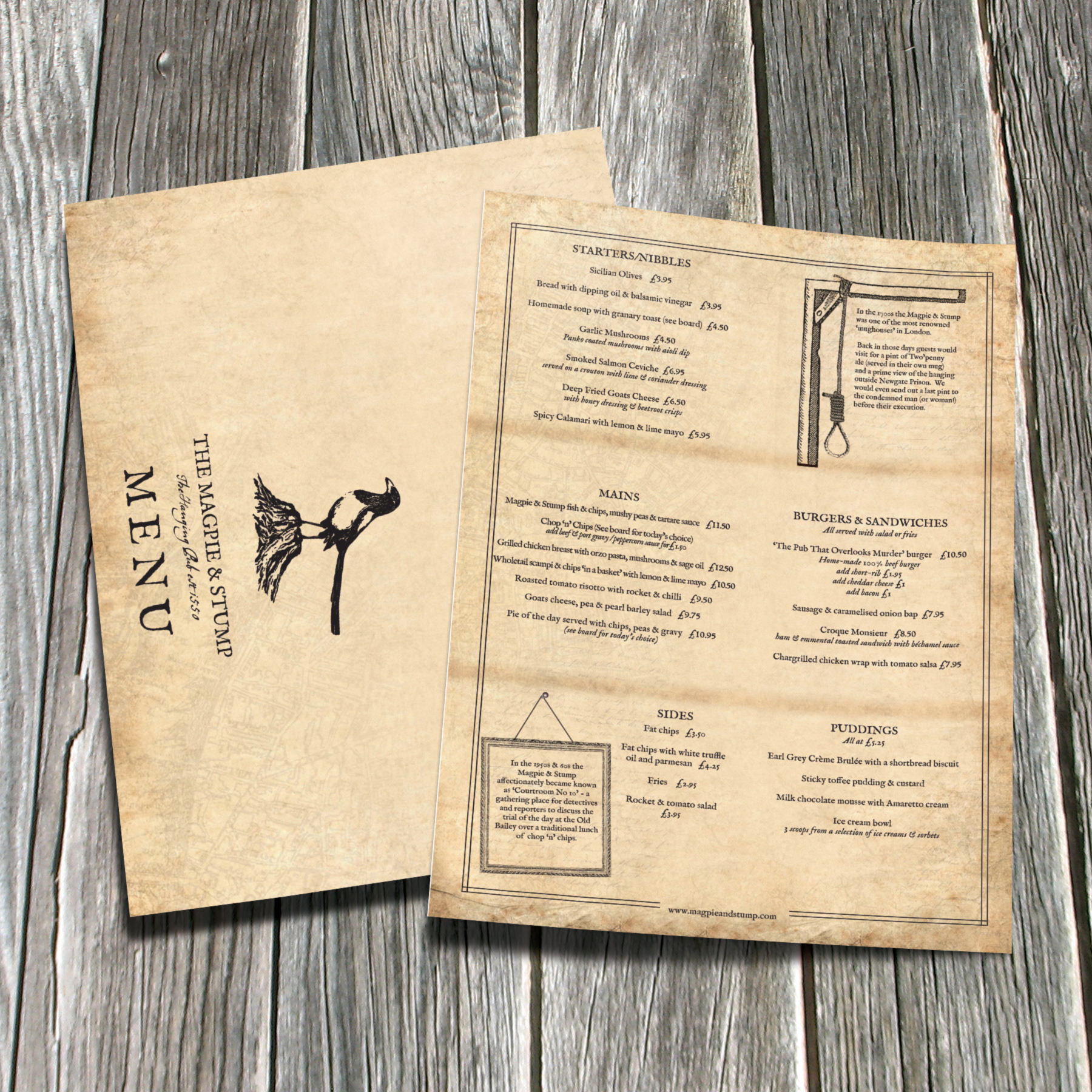 Magpie and Stump Menu