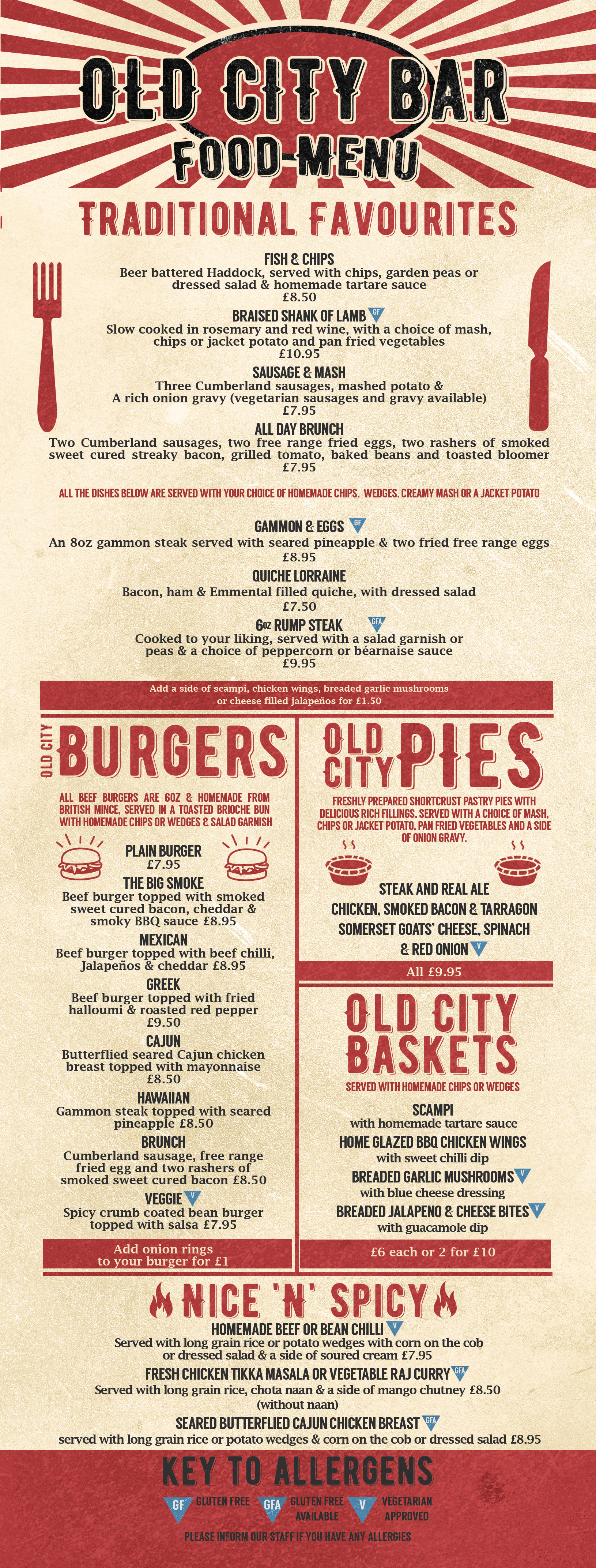 Old city Bar Menu