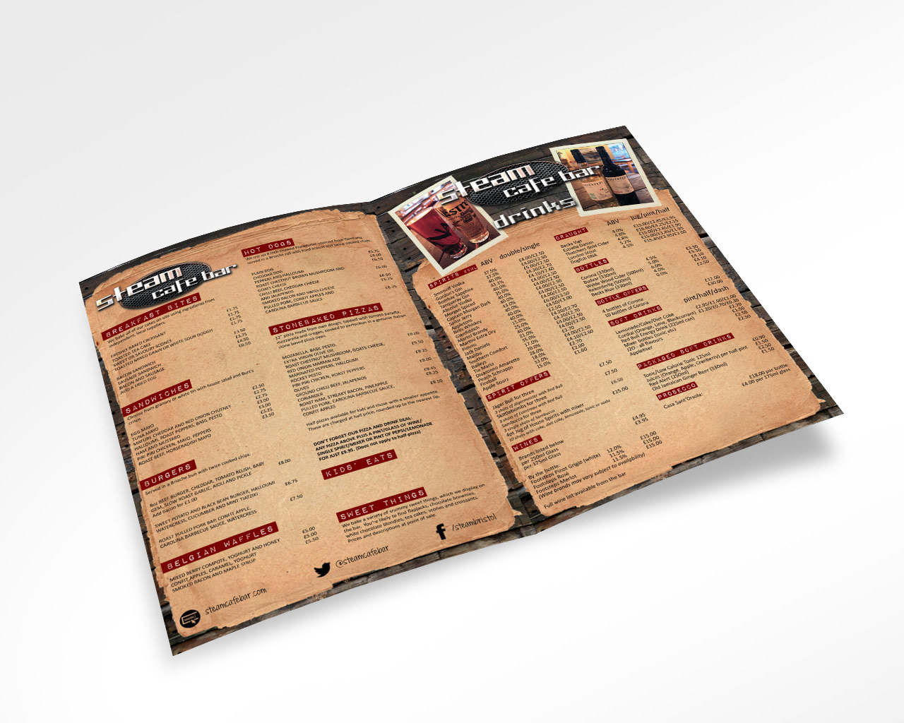 Steam Cafe Bar Menu